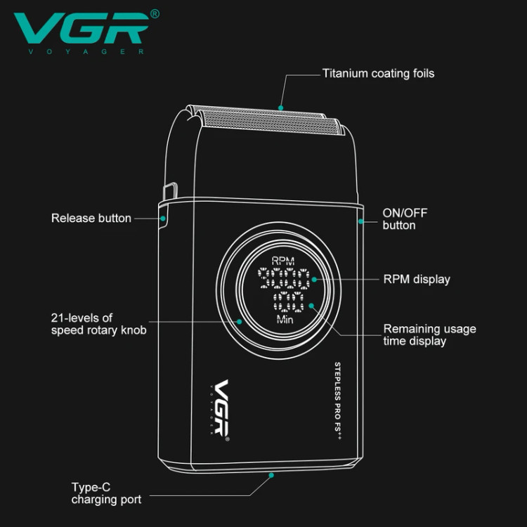 شیور اصلاح موی صورت غلتکی وی جی ار مدل V-377